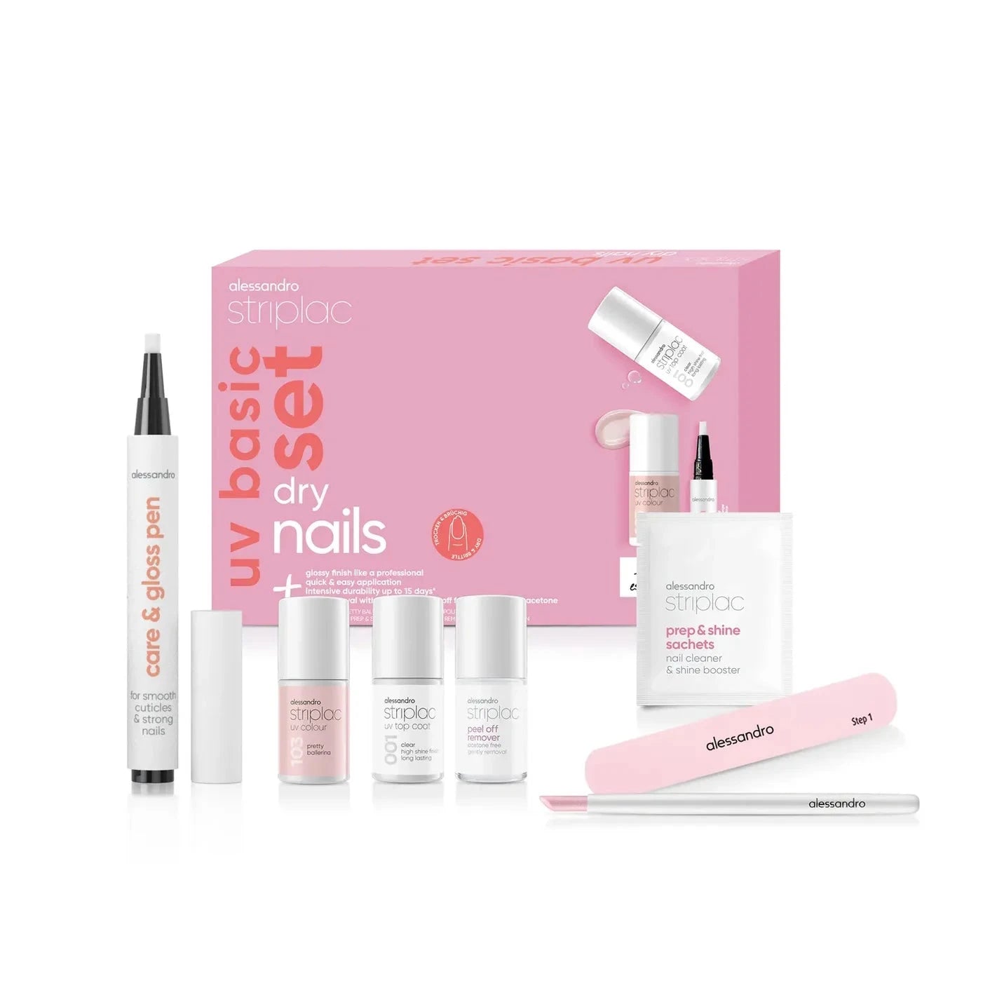 STRIPLAC UV BASIC SET  Rinkinys sausiems nagams +Striplac Pretty Ballerina