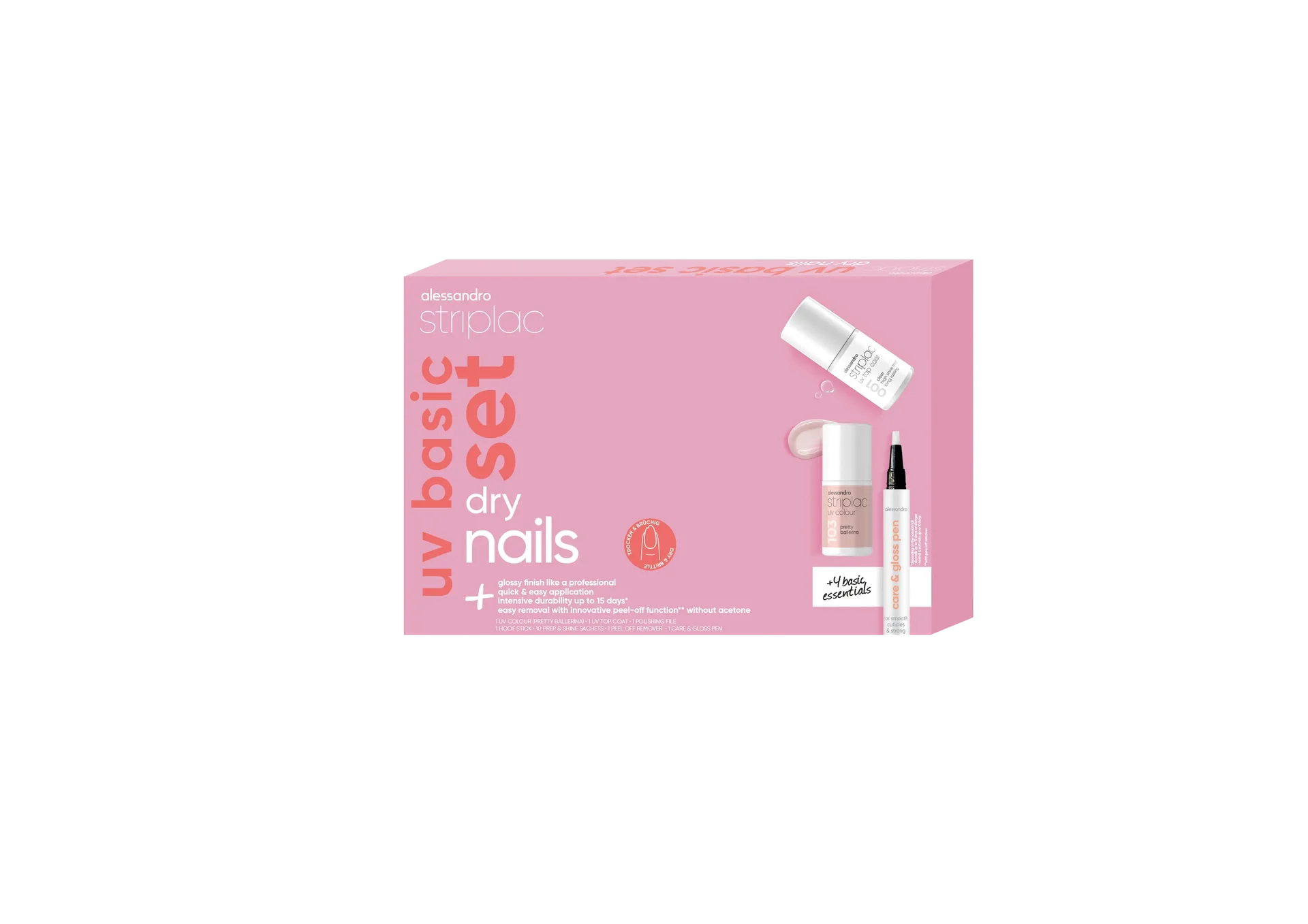 STRIPLAC UV BASIC SET  Rinkinys sausiems nagams +Striplac Pretty Ballerina