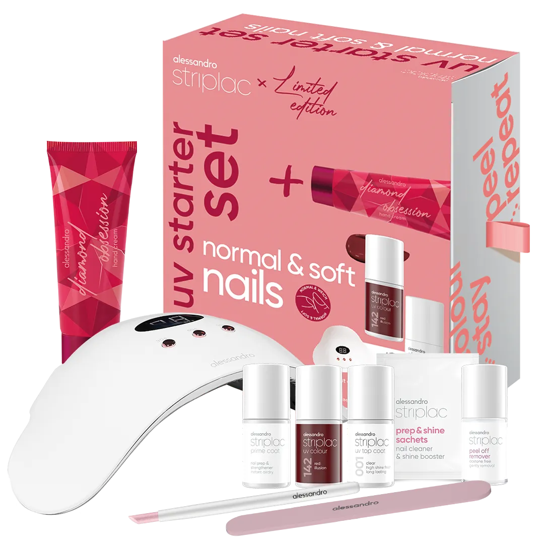 STRIPLAC UV STARTER SET NORMAL / SOFT NAILS riboto leidimo rinkinys