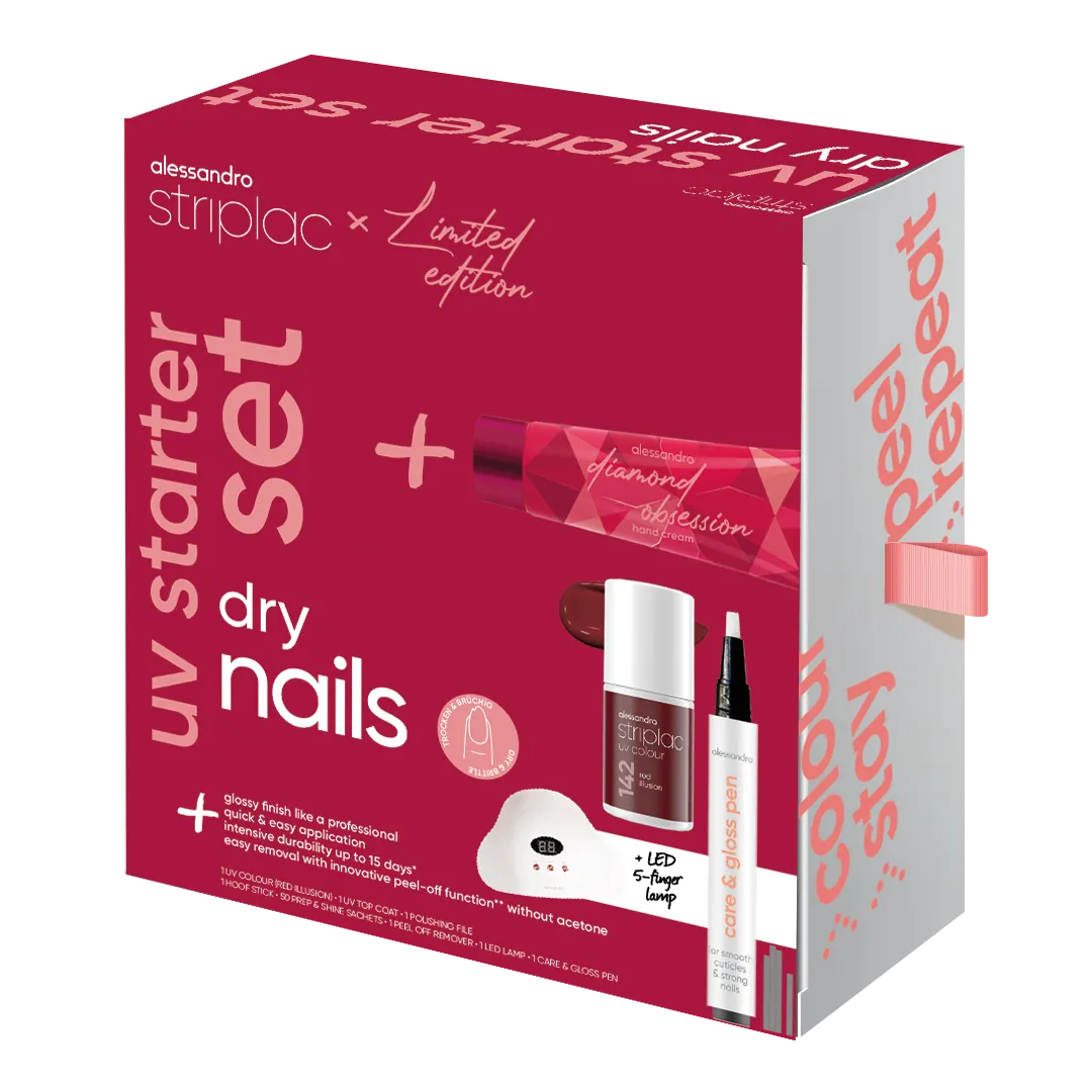 STRIPLAC UV STARTER SET DRY NAILS riboto leidimo rinkinys