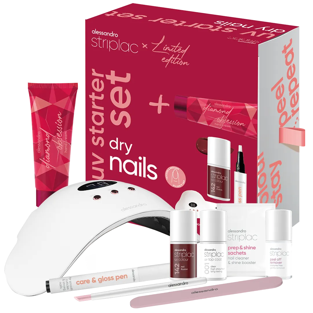 STRIPLAC UV STARTER SET DRY NAILS riboto leidimo rinkinys